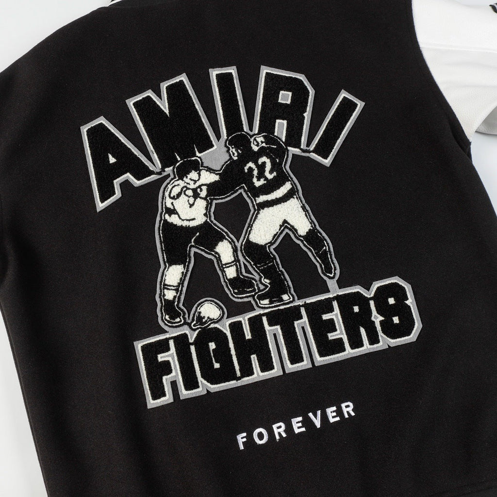 AMIRI Logo Appliqué Varsity Jacket – Black