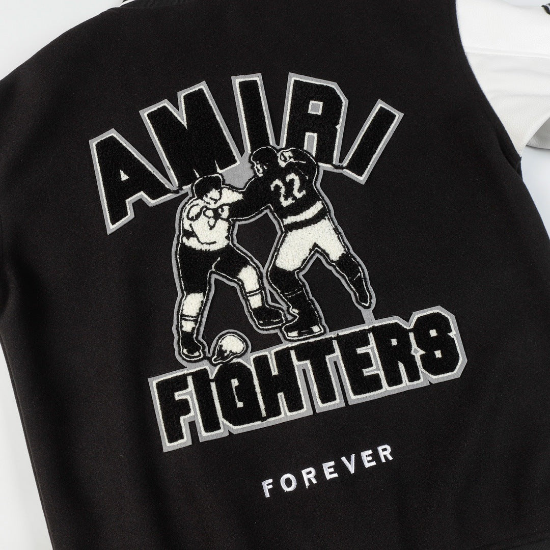 AMIRI Logo Appliqué Varsity Jacket – Black