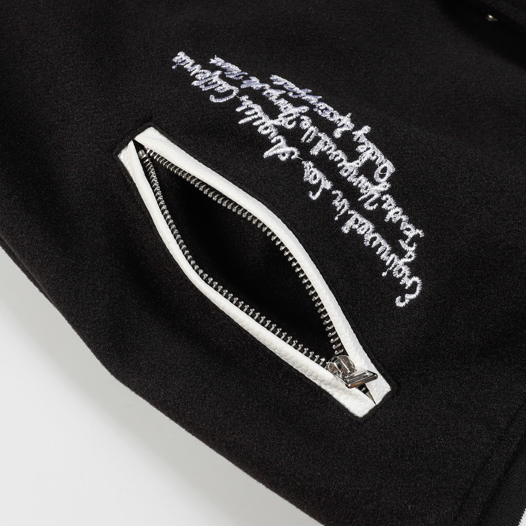 AMIRI Logo Appliqué Varsity Jacket – Black