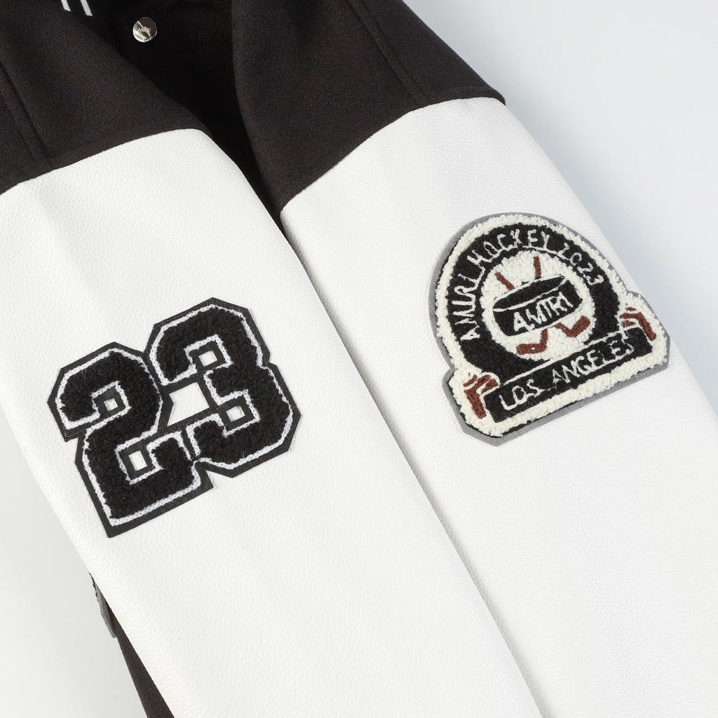AMIRI Logo Appliqué Varsity Jacket – Black