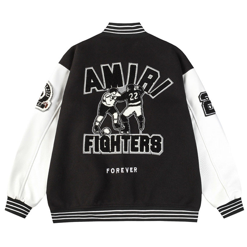 AMIRI Logo Appliqué Varsity Jacket – Black