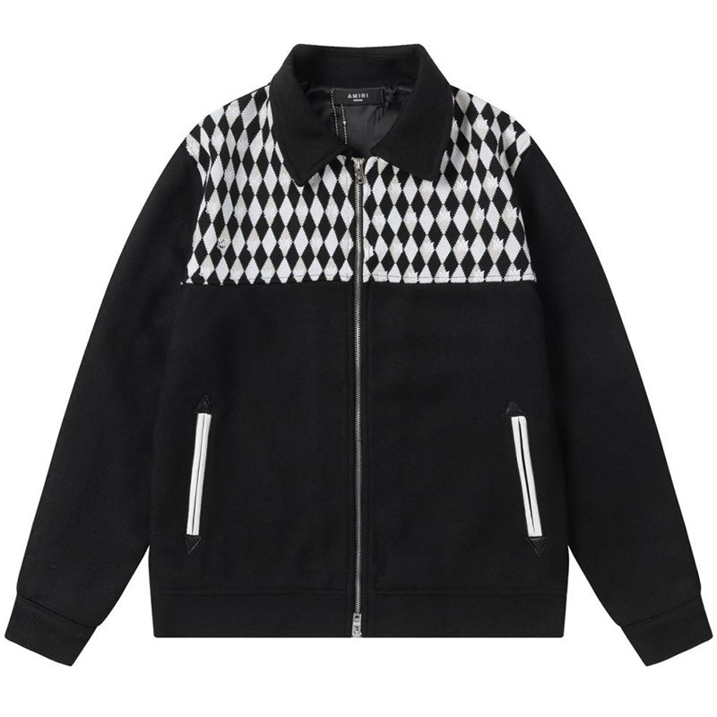 AMIRI Diamond Embroidered Work Jacket – Wool Blend
