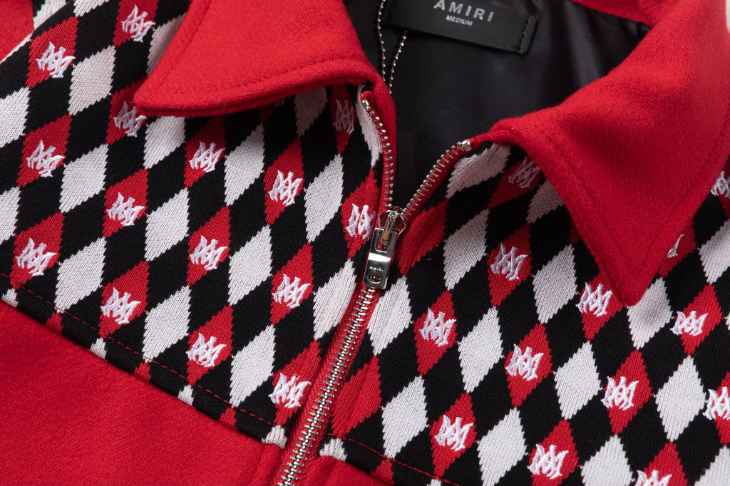 AMIRI Diamond Embroidered Work Jacket – Wool Blend