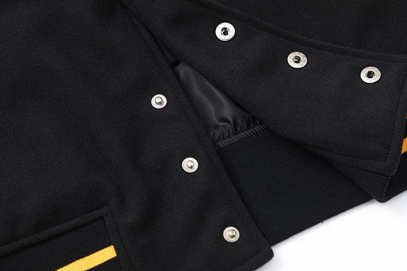 AMIRI Appliquéd Wool-Blend & Full-Grain Leather Varsity Jacket – Black