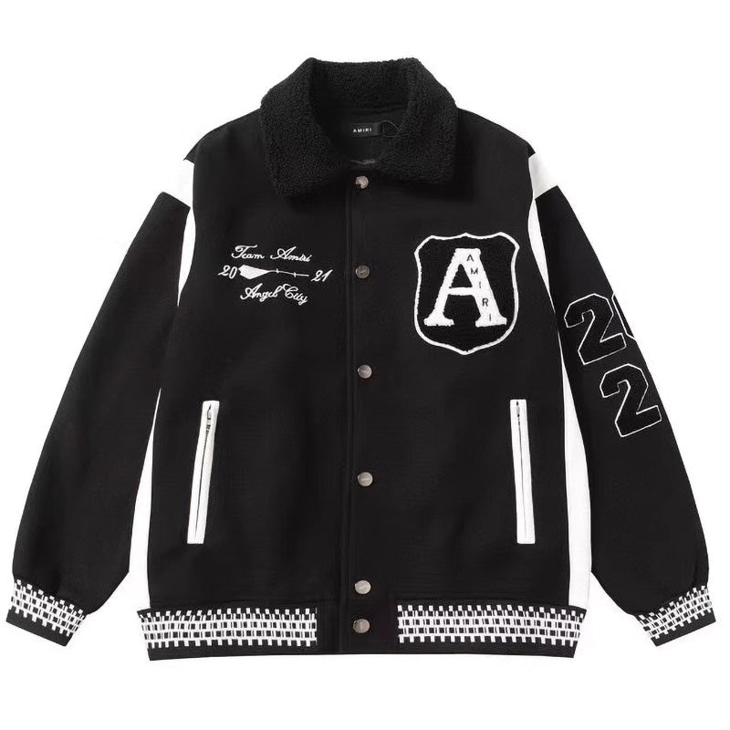 AMIRI Always On Point Baseball Jacket – Black Wool Blend