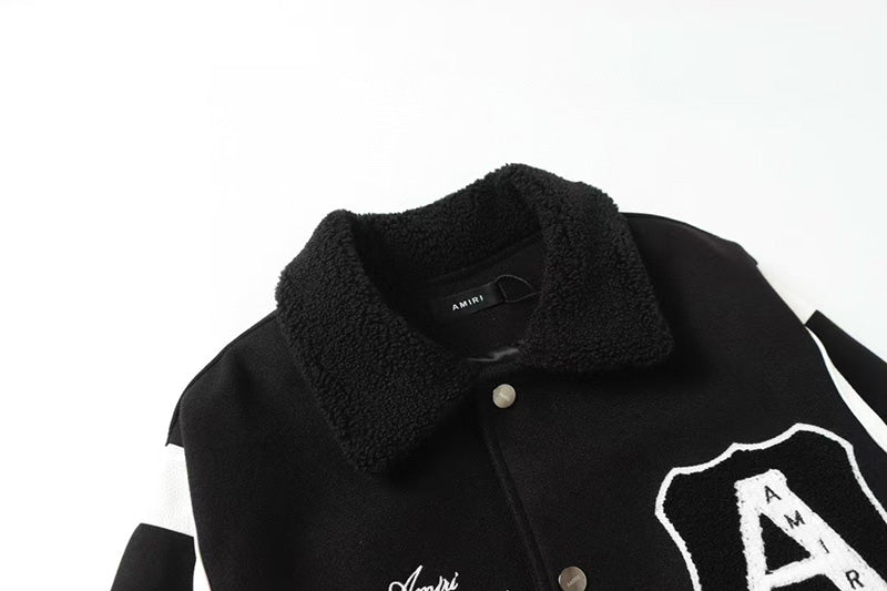 AMIRI Always On Point Baseball Jacket – Black Wool Blend