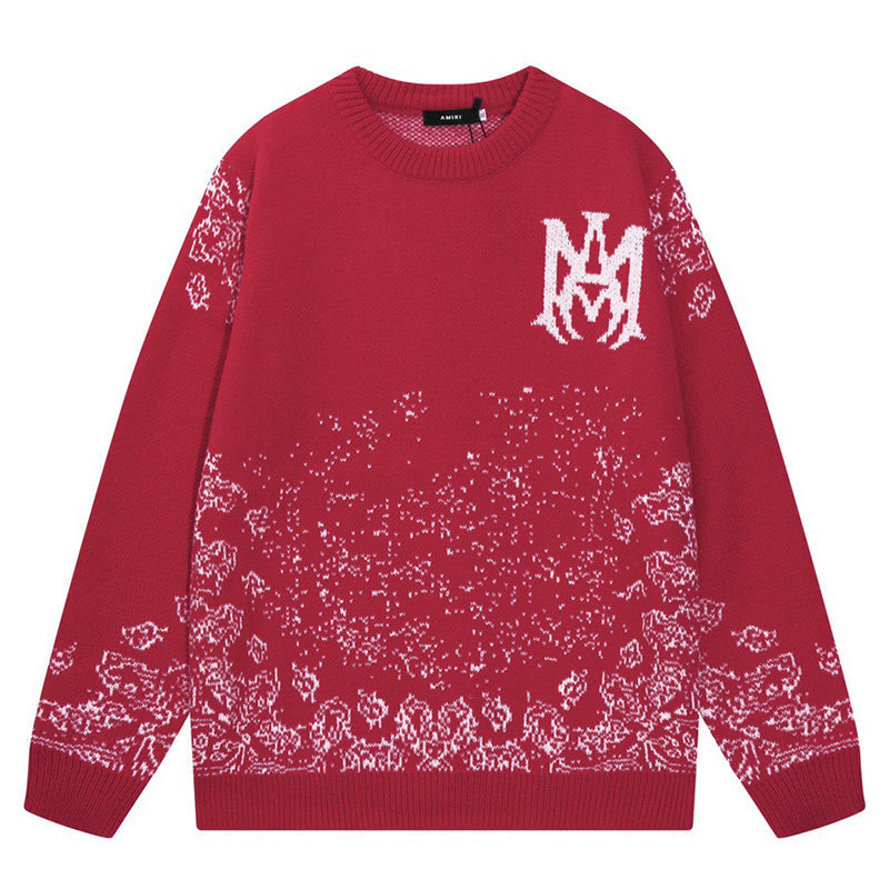AMIRI PREEMO Logo Knitted Sweater – Black & Red