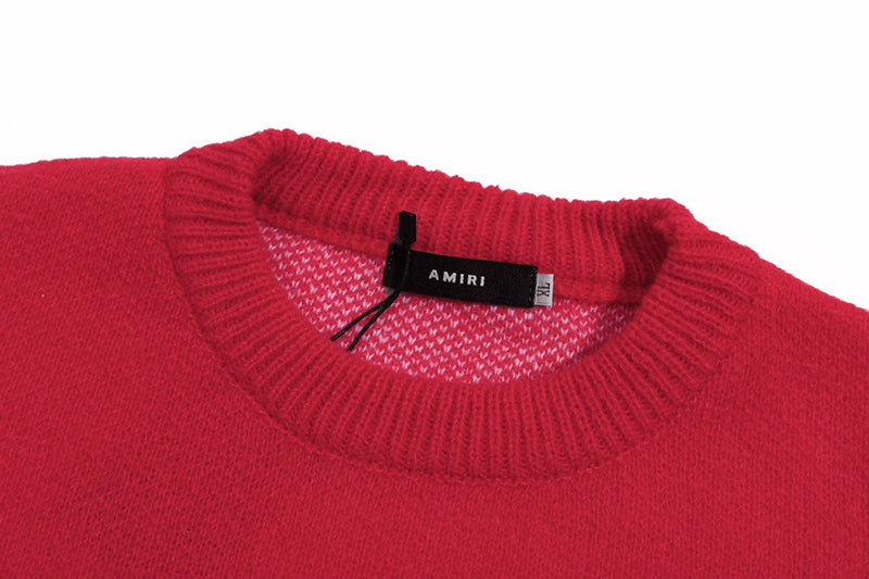 AMIRI PREEMO Logo Knitted Sweater – Black & Red