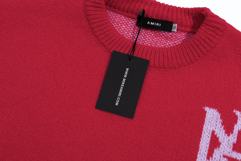 AMIRI PREEMO Logo Knitted Sweater – Black & Red