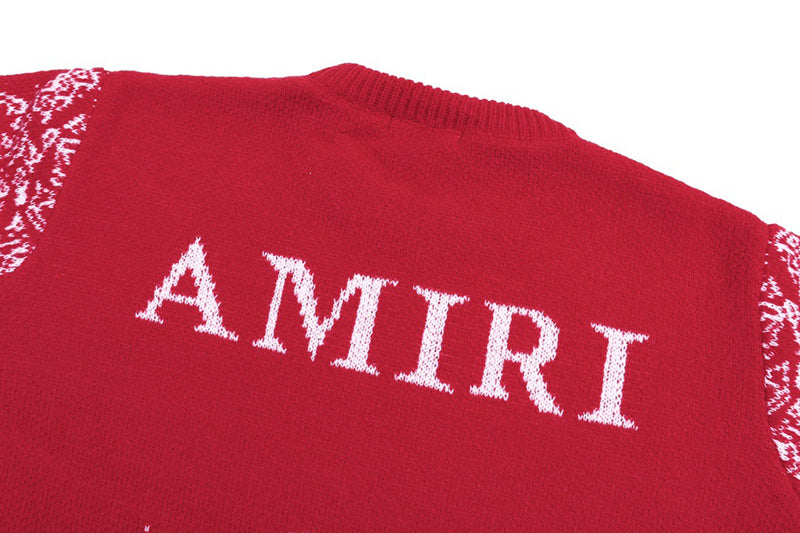 AMIRI PREEMO Logo Knitted Sweater – Black & Red