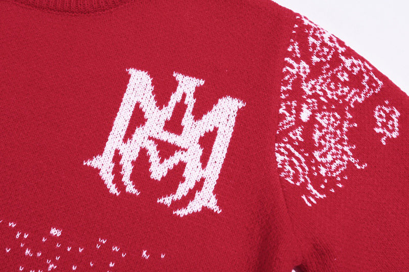 AMIRI PREEMO Logo Knitted Sweater – Black & Red