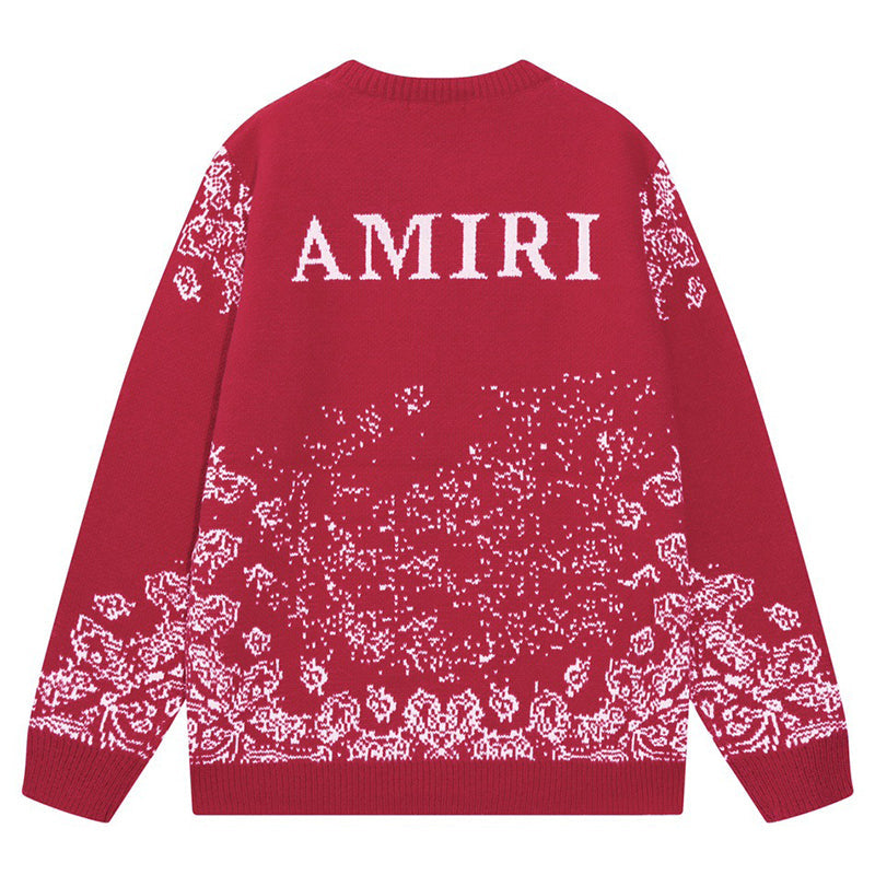 AMIRI PREEMO Logo Knitted Sweater – Black & Red