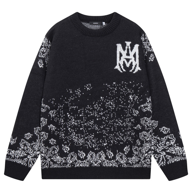 AMIRI PREEMO Logo Knitted Sweater – Black & Red