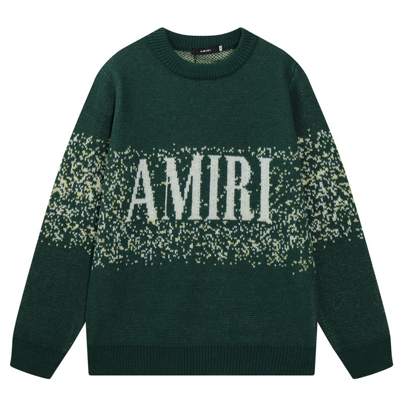 AMIRI PREEMO Logo Knitted Sweater – Black & Green