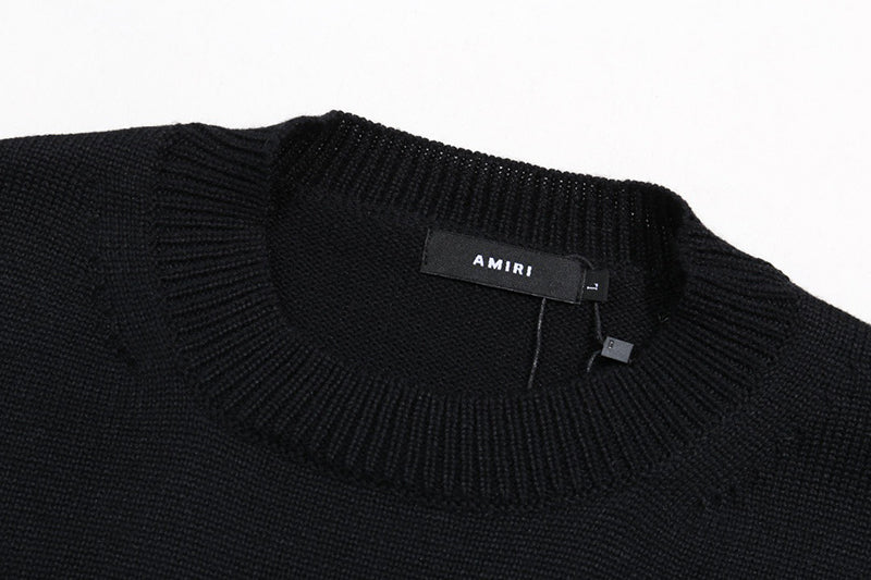 AMIRI PREEMO Logo Knitted Sweater – Black & Apricot