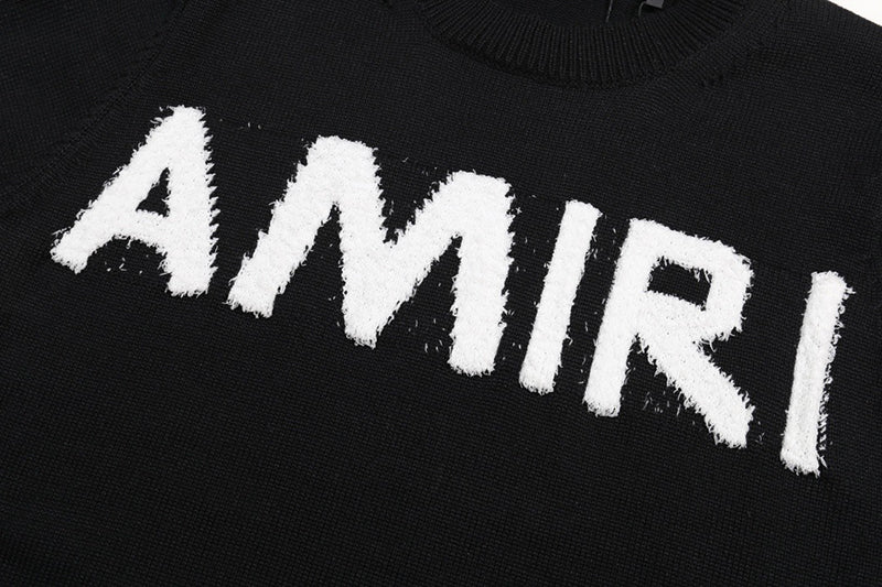 AMIRI PREEMO Logo Knitted Sweater – Black & Apricot