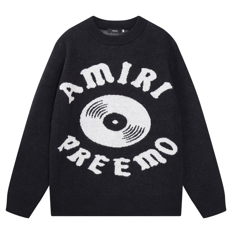AMIRI PREEMO Logo Knitted Sweater – Black & Brown