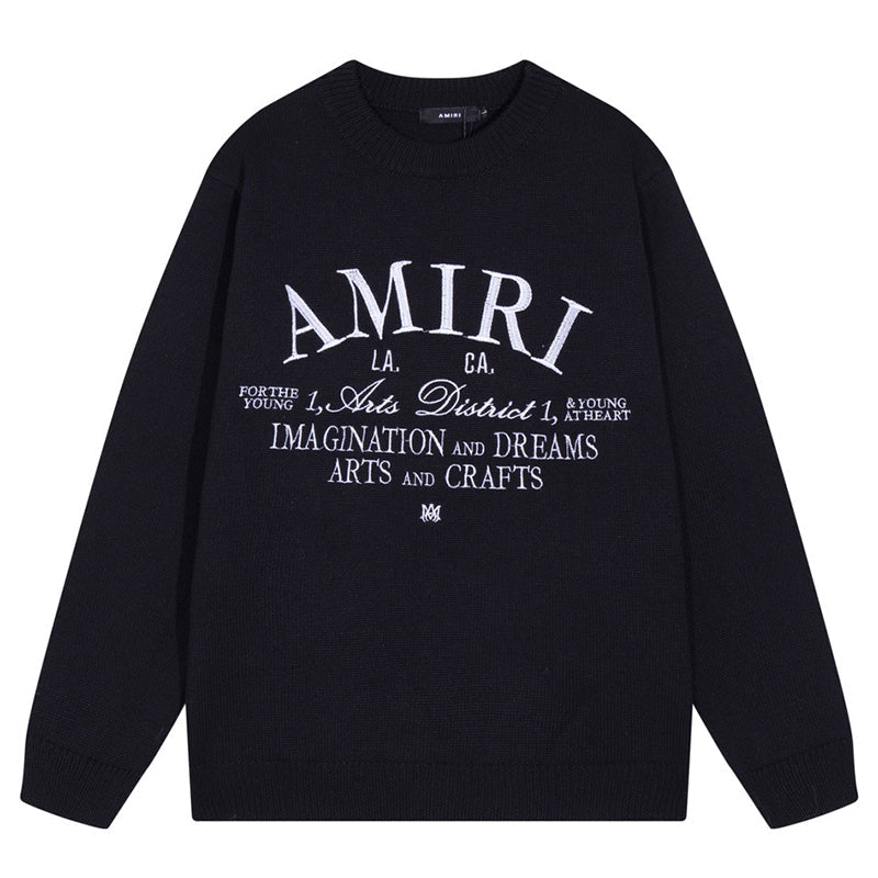 AMIRI Logo Knitted Sweater – Black & Apricot