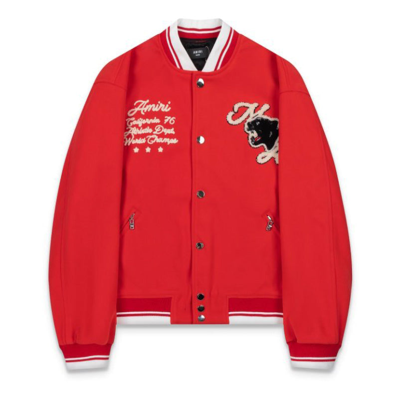 AMIRI Panther Bomber Jacket – Red Wool Blend