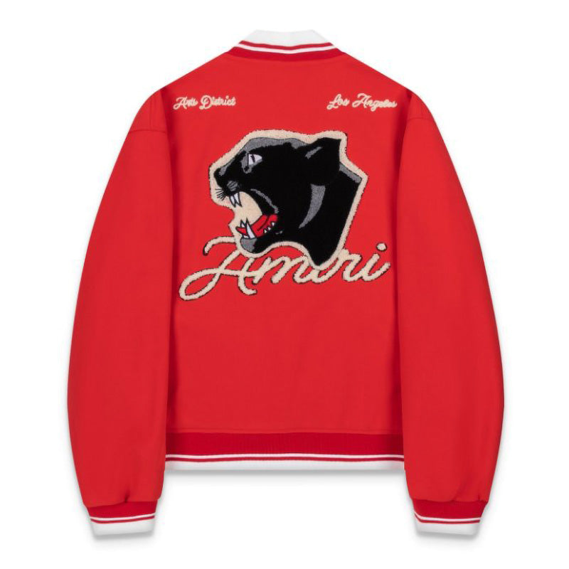 AMIRI Panther Bomber Jacket – Red Wool Blend