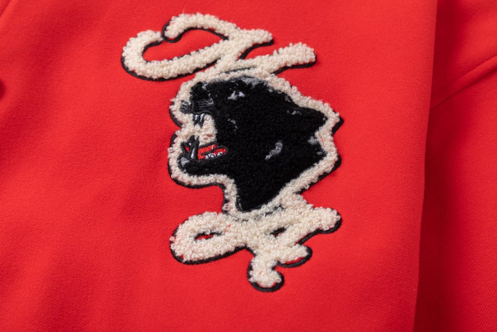 AMIRI Panther Bomber Jacket – Red Wool Blend