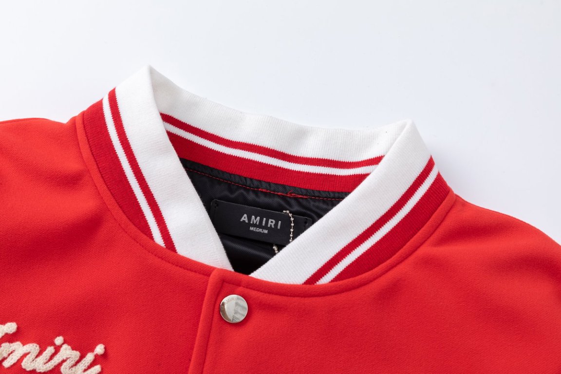 AMIRI Panther Bomber Jacket – Red Wool Blend