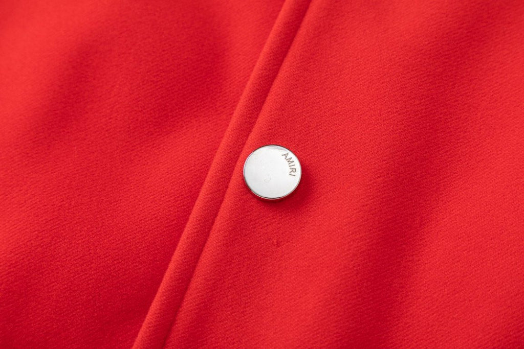 AMIRI Panther Bomber Jacket – Red Wool Blend