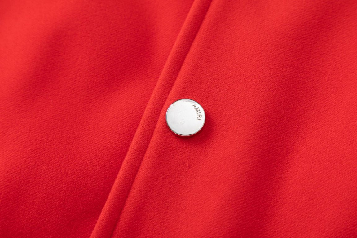 AMIRI Panther Bomber Jacket – Red Wool Blend