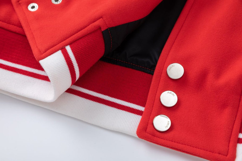AMIRI Panther Bomber Jacket – Red Wool Blend