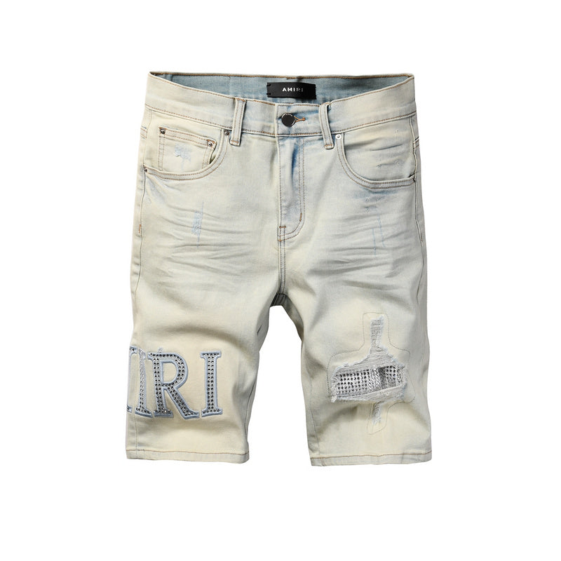 AMIRI Slim Fit Distressed Denim Shorts #6002
