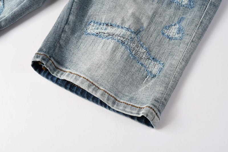 AMIRI Slim Fit Distressed Denim Shorts #6011
