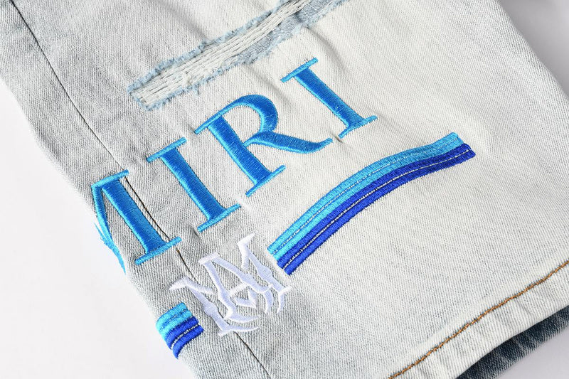 AMIRI Slim Fit Distressed Denim Shorts #6012