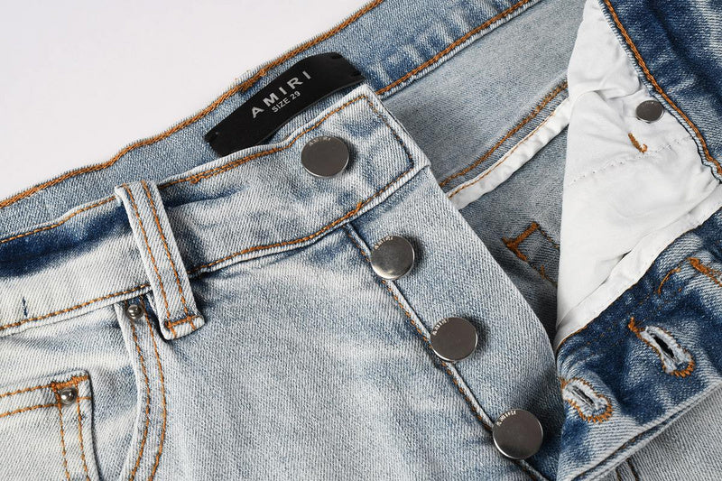 AMIRI Slim Fit Distressed Denim Shorts #6012