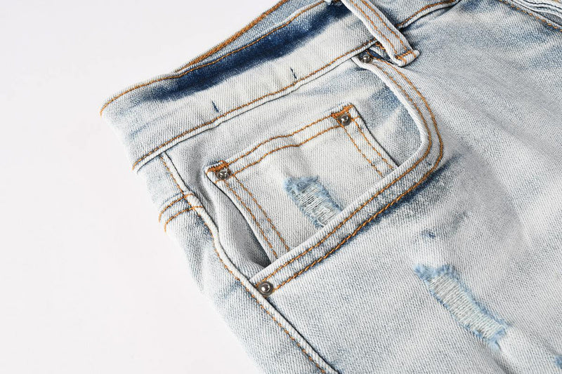 AMIRI Slim Fit Distressed Denim Shorts #6012