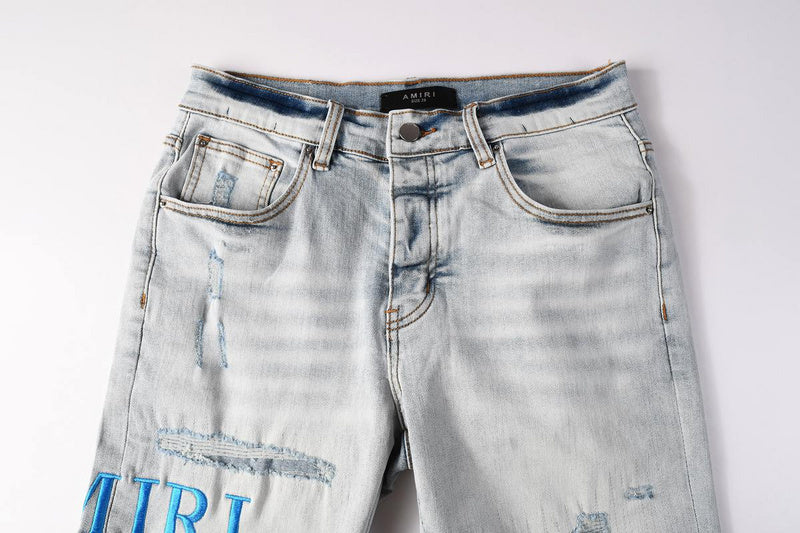 AMIRI Slim Fit Distressed Denim Shorts #6012