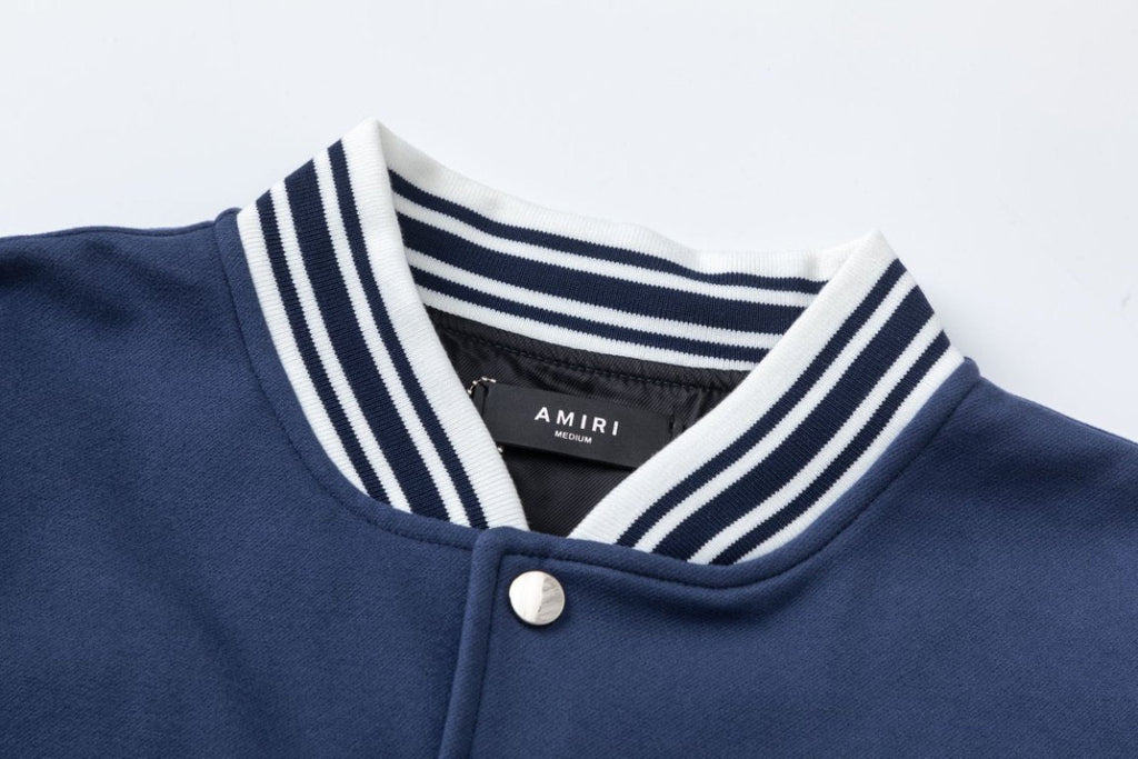 AMIRI Hollywood Bomber Jacket – Blue & Black Wool Blend