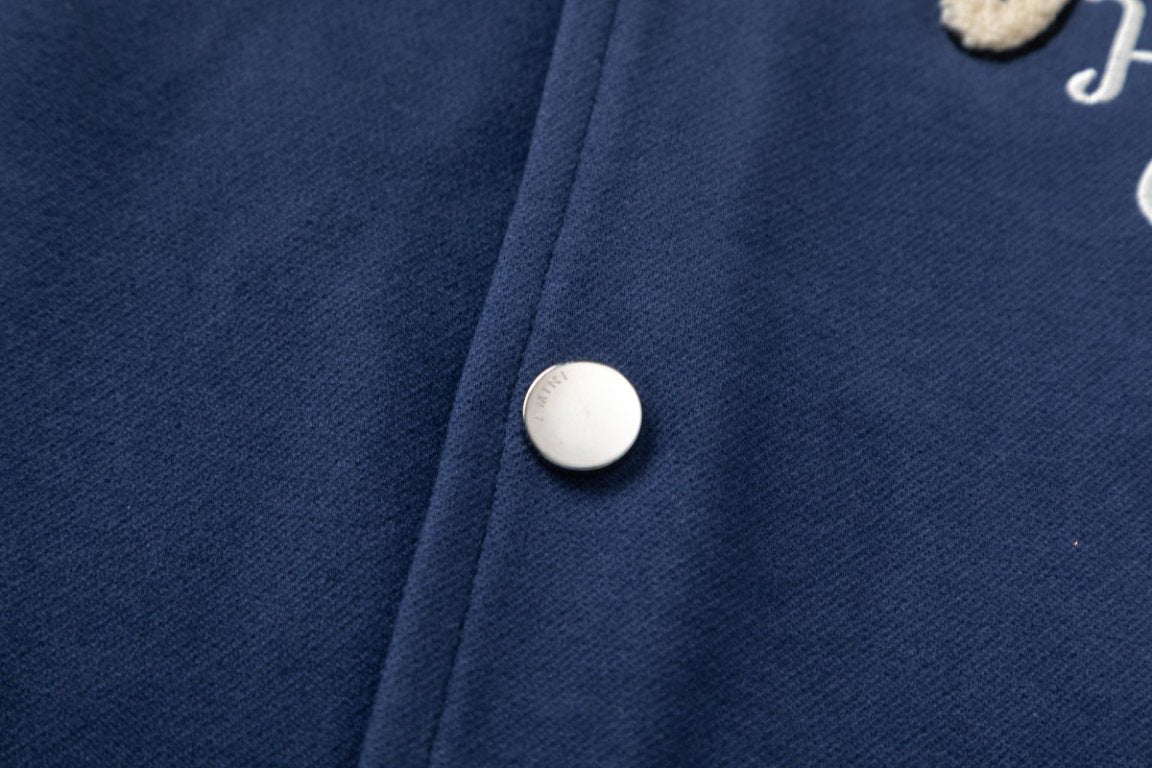 AMIRI Hollywood Bomber Jacket – Blue & Black Wool Blend