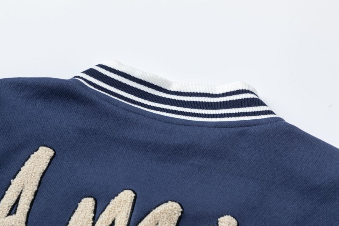 AMIRI Hollywood Bomber Jacket – Blue & Black Wool Blend