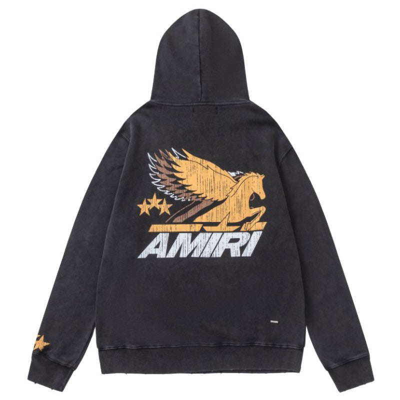 AMIRI Vintage Pegasus Cotton Hoodie – Black