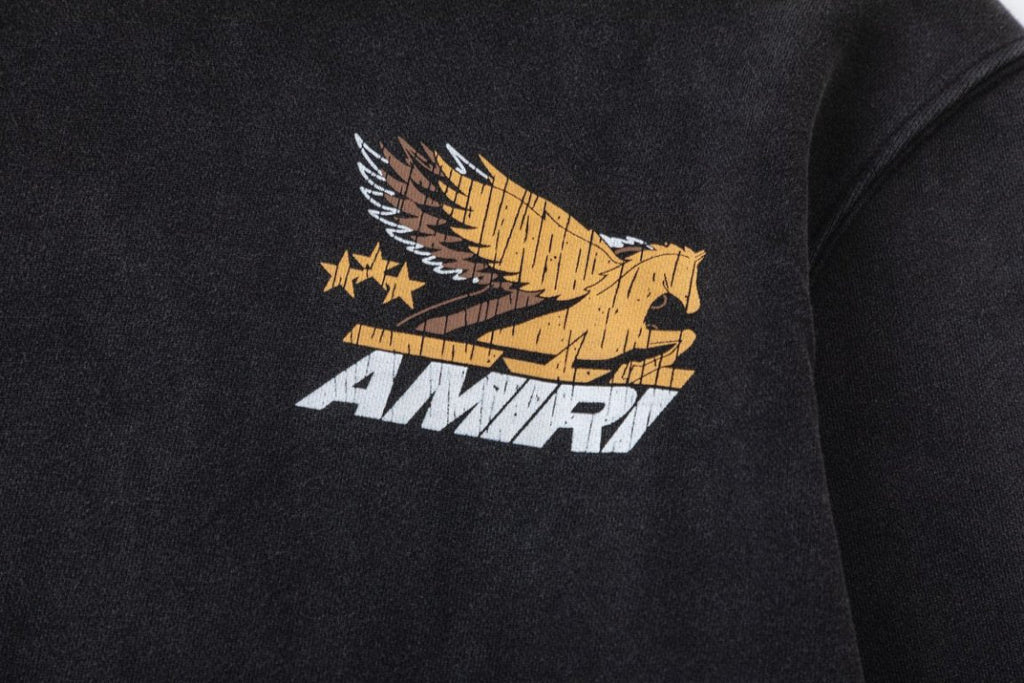 AMIRI Vintage Pegasus Cotton Hoodie – Black