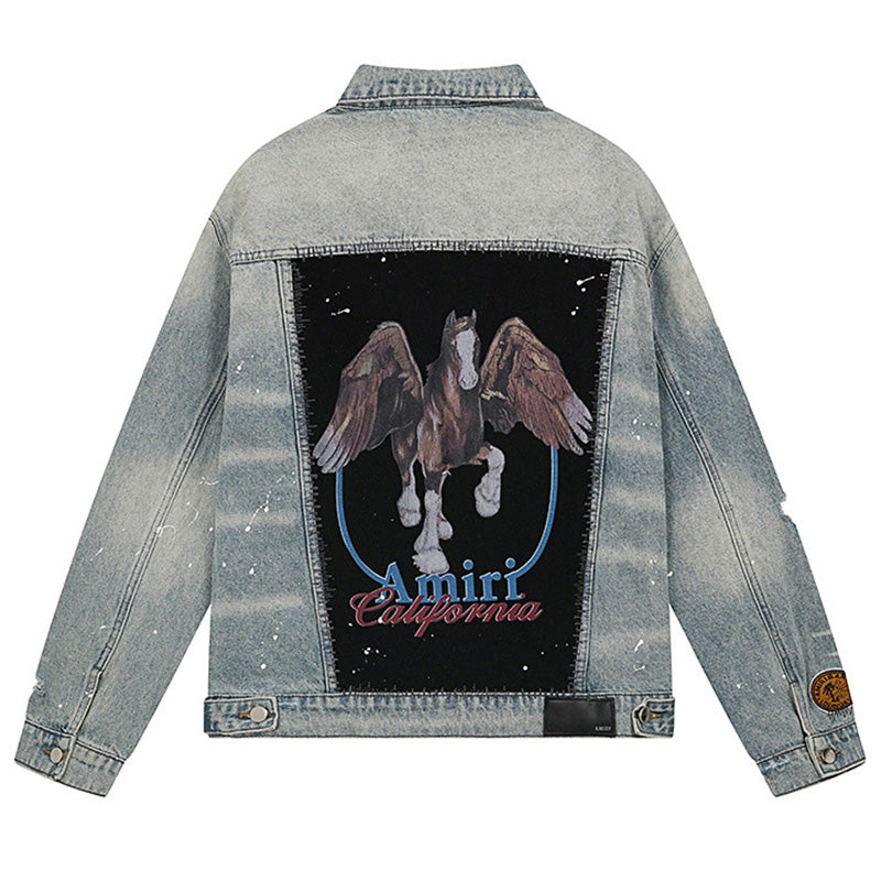 AMIRI Vintage Pegasus Jacket – 100% Cotton Indigo Blue