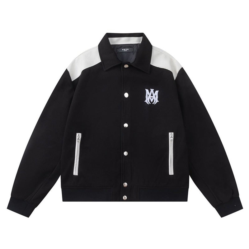 AMIRI Varsity Logo-Embroidered Leather Jacket – Black