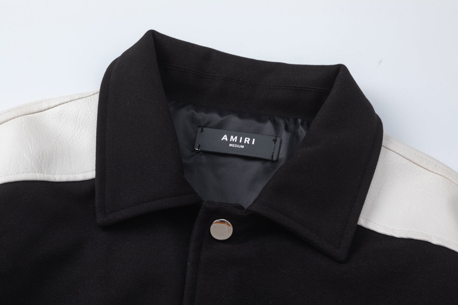 AMIRI Varsity Logo-Embroidered Leather Jacket – Black