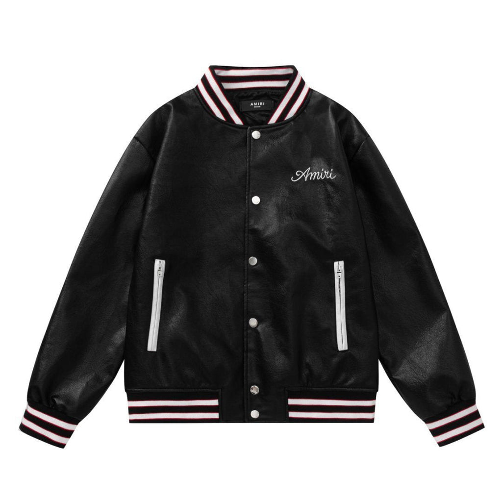 AMIRI Club Leather Varsity Jacket – Black