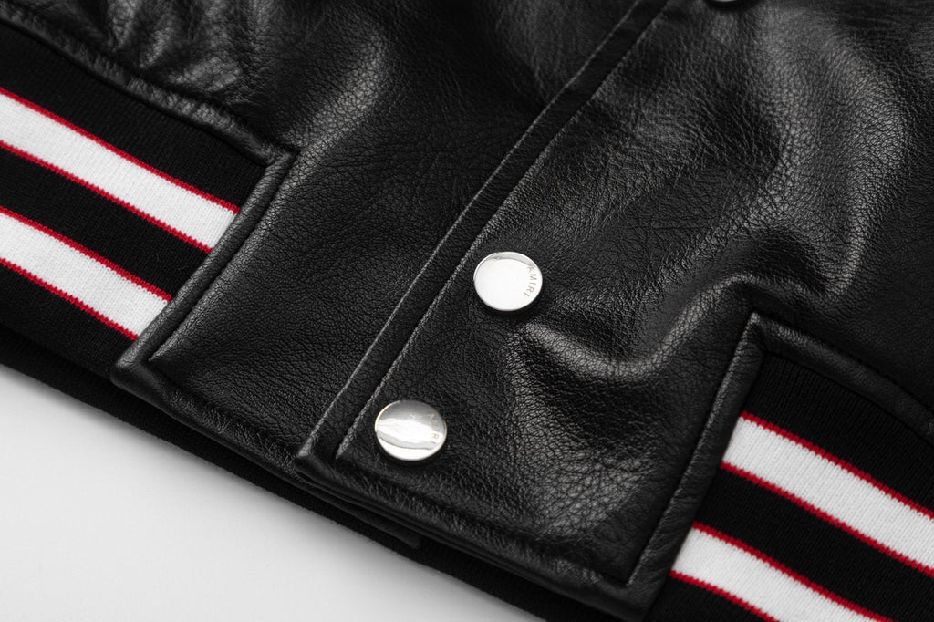 AMIRI Club Leather Varsity Jacket – Black