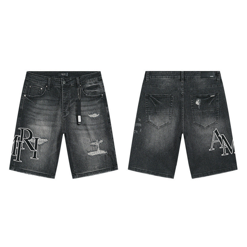AMIRI Denim Shorts MR-AM605 | Slim Fit Destroyed Denim