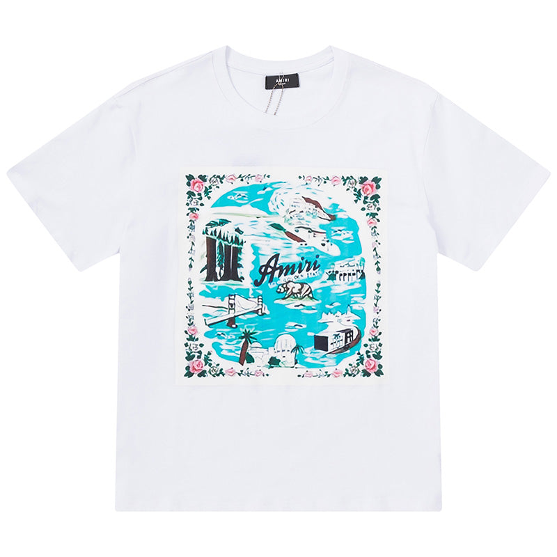 AMIRI Eden Rock Logo-Print Cotton Jersey T-Shirt | White & Black