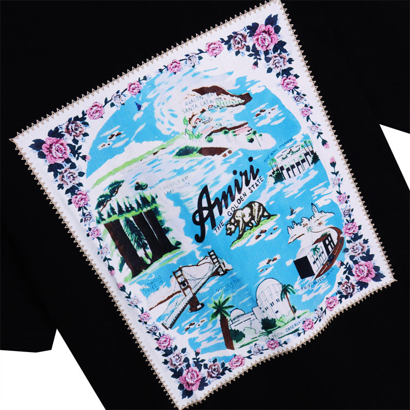 AMIRI Eden Rock Logo-Print Cotton Jersey T-Shirt | White & Black