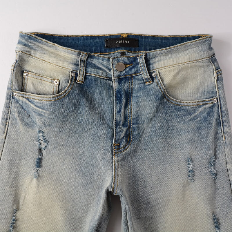 AMIRI Jeans #878 – Slim Fit Distressed Denim