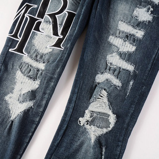 AMIRI Slim Fit Patchwork Distressed Jeans #1324